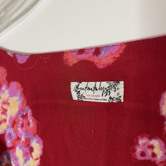 Intimately Free People Forties Feels Floral Bell Sleeve Lace Red Bodysuit XS - Picture 2 of 6